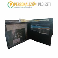 Portofel personalizat din piele naturala, personalizat cu text. Portofel piele naturala.