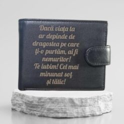 portofel personalizat negru piele naturala daca viata