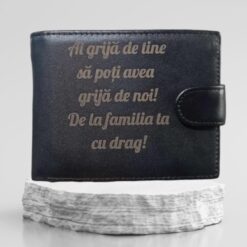 portofel personalizat negru piele naturala familia drag