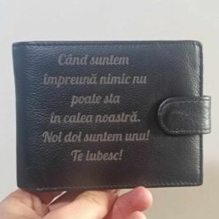 portofel personalizat piele naturala, negru. impreuna