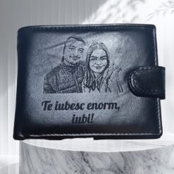 portofel personalizat cu poza si text piele naturala