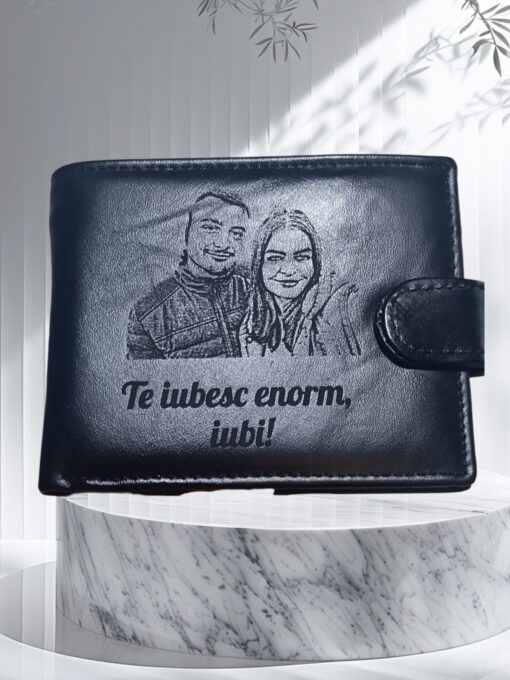 portofel personalizat cu poza si text piele naturala